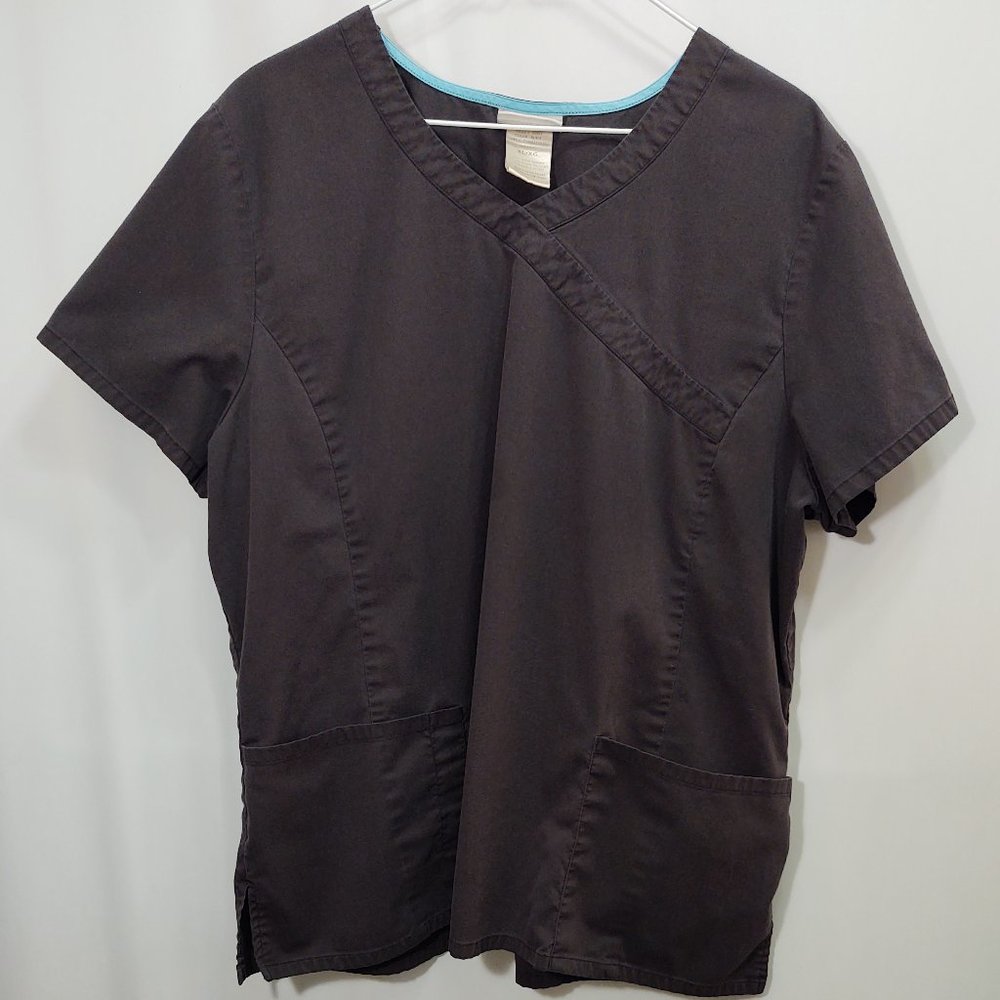 3/$30 Scrubstar Black Mock Wrap Scrub Top XL